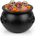 Large Halloween Cauldron 16" Big Witch Plastic Cauldron bowl Black, For Halloween Decor