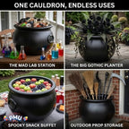 Large Halloween Cauldron 16" Big Witch Plastic Cauldron bowl Black, For Halloween Decor, alternate view 4
