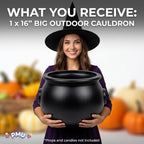 Large Halloween Cauldron 16" Big Witch Plastic Cauldron bowl Black, For Halloween Decor, alternate view 5