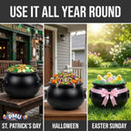 Large Halloween Cauldron 16" Big Witch Plastic Cauldron bowl Black, For Halloween Decor, alternate view 7