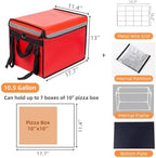 Large Insulated Food Delivery Bag with Fixed Base and Internal Frame, L-17.7"x11.4"x13", Commercial Pizza, alternate view 4