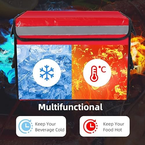 Large Insulated Food Delivery Bag with Fixed Base and Internal Frame, L-17.7"x11.4"x13", Commercial Pizza, alternate view 5