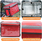 Large Insulated Food Delivery Bag with Fixed Base and Internal Frame, L-17.7"x11.4"x13", Commercial Pizza, alternate view 7