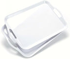Large Melamine Serving Tray with Handles, 16.75 x 11.5 inch Rectangular Serving Platter, for Eating, Appetizer