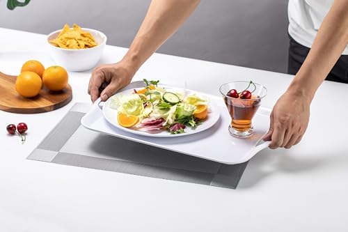 Large Melamine Serving Tray with Handles, 16.75 x 11.5 inch Rectangular Serving Platter, for Eating, Appetizer, alternate