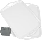 Large Melamine Serving Tray with Handles, 17.5 x 12 in Rectangular Melamine Serving Platter, Dishwasher Safe