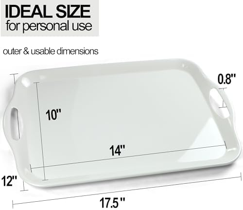 Large Melamine Serving Tray with Handles, 17.5 x 12 in Rectangular Melamine Serving Platter, Dishwasher Safe, alternate view