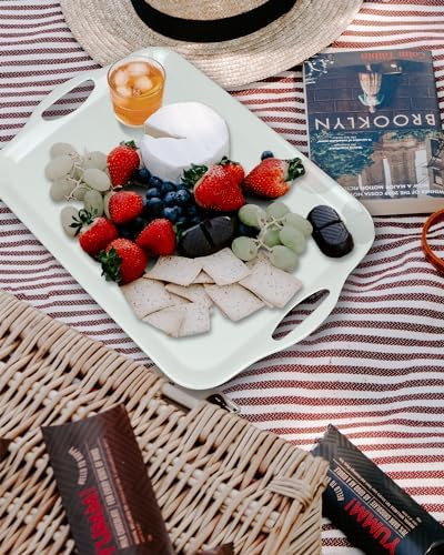 Large Melamine Serving Tray with Handles, 17.5 x 12 in Rectangular Melamine Serving Platter, Dishwasher Safe, alternate view