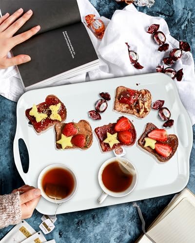 Large Melamine Serving Tray with Handles, 17.5 x 12 in Rectangular Melamine Serving Platter, Dishwasher Safe, alternate view