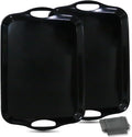 Large Melamine Serving Tray with Handles, Dishwasher Safe, Black in Black