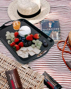 Large Melamine Serving Tray with Handles, Dishwasher Safe, Black in Black, alternate view 2
