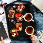 Large Melamine Serving Tray with Handles, Dishwasher Safe, Black in Black, alternate view 5