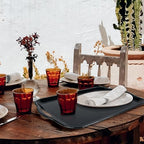 Large Melamine Serving Tray with Handles, Dishwasher Safe, Black in Black, alternate view 6