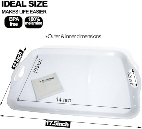 Large Melamine Serving Trays for Eating, 17.5’’ x 12’’ Serve Platter for Appetizer, Charcuterie, Food, Snack, alternate view