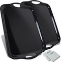 Large Melamine Serving Trays for Eating, Set of 2, Black in Black