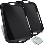 Large Melamine Serving Trays for Eating, Set of 2, Black in Black