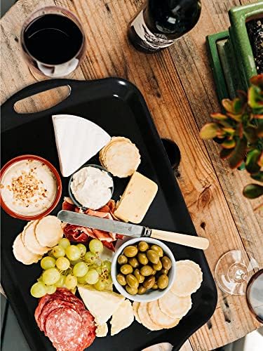 Large Melamine Serving Trays for Eating, Set of 2, Black in Black, alternate view 2