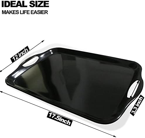 Large Melamine Serving Trays for Eating, Set of 2, Black in Black, alternate view 3