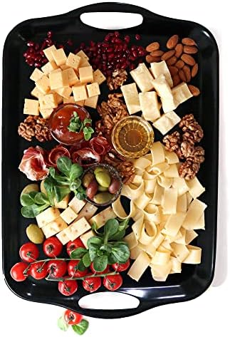 Large Melamine Serving Trays for Eating, Set of 2, Black in Black, alternate view 4
