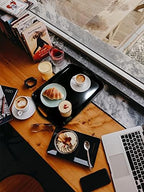 Large Melamine Serving Trays for Eating, Set of 2, Black in Black, alternate view 6