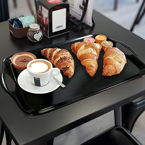 Large Melamine Serving Trays for Eating, Set of 2, Black in Black, alternate view 7
