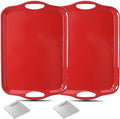 Large Melamine Serving Trays for Eating, Set of 2, Red in Red