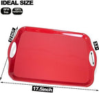 Large Melamine Serving Trays for Eating, Set of 2, Red in Red, alternate view 3