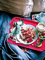 Large Melamine Serving Trays for Eating, Set of 2, Red in Red, alternate view 4