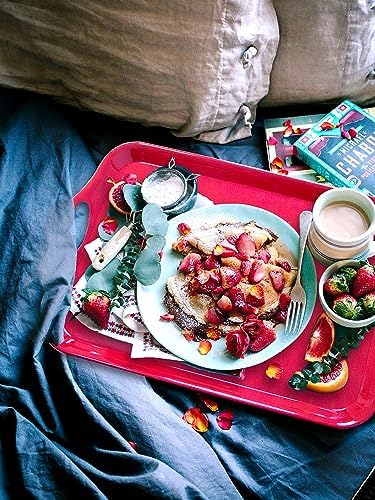 Large Melamine Serving Trays for Eating, Set of 2, Red in Red, alternate view 4