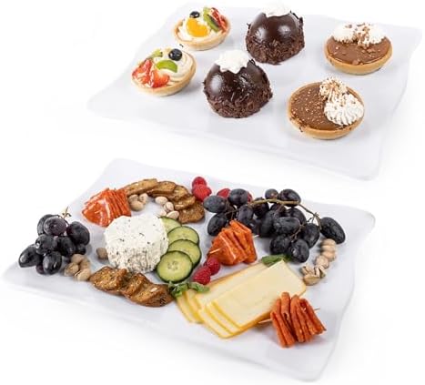 Large Melamine Tray 15" x 11" - Rectangular White Serving Tray and Platter for Food, Appetizers, Cookies, Grill, alternate