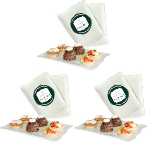 Large Melamine Tray 15" x 11" - Rectangular White Serving Tray and Platter for Food, Appetizers, Cookies, Grill