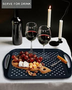 Large Nonslip Serving Tray with Handles, Silicone Grippy Dots Lap Food Trays for Eating, Dishwasher Safe Serve, alternate