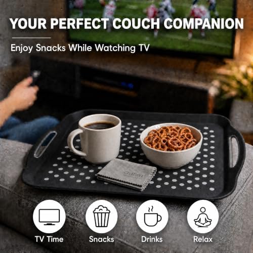 Large Nonslip Serving Tray with Handles, Silicone Grippy Dots Lap Food Trays for Eating, Dishwasher Safe Serve, alternate
