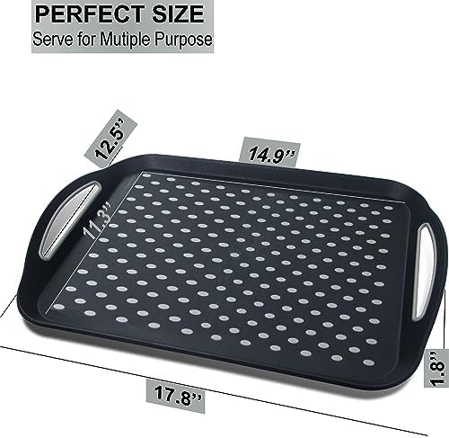 Large Nonslip Serving Tray with Handles, Silicone Grippy Dots Lap Food Trays for Eating, Dishwasher Safe Serve, alternate