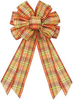Large Orange Buffalo Burlap Bows - Thanksgiving Fall Wreath & Tree Topper Decorations