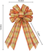 Large Orange Buffalo Burlap Bows - Thanksgiving Fall Wreath & Tree Topper Decorations, alternate view 3