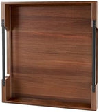 Large Ottoman Tray, 20in Square Acacia Wood Serving Tray with Handle