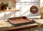 Large Ottoman Tray, 20in Square Acacia Wood Serving Tray with Handle, alternate view 3