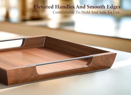 Large Ottoman Tray, 20in Square Acacia Wood Serving Tray with Handle, alternate view 4