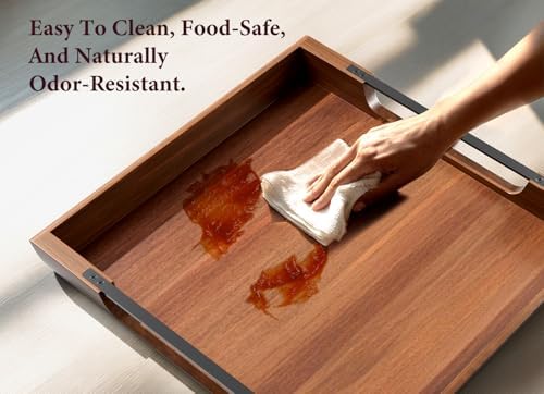 Large Ottoman Tray, 20in Square Acacia Wood Serving Tray with Handle, alternate view 7