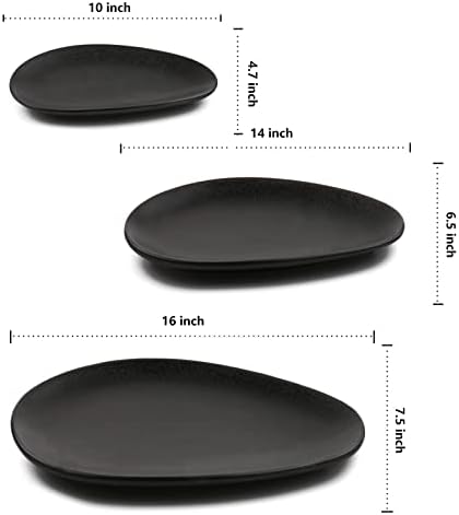 Large Oval Serving Platters, 16"/14"/10" Porcelain Serving Platters for Party, BBQ, Stackable Serving Trays, alternate view 3