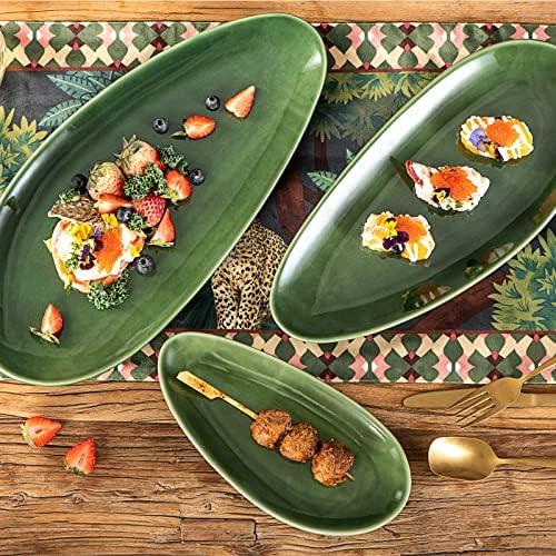 Large Oval Serving Platters, 16"/14"/10" Porcelain Serving Platters for Party, BBQ, Stackable Serving Trays, alternate view 4