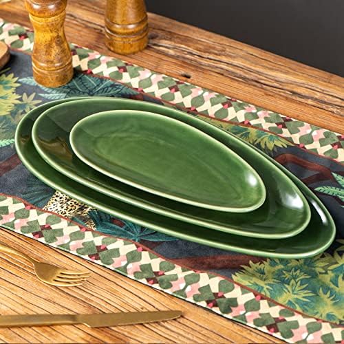 Large Oval Serving Platters, 16"/14"/10" Porcelain Serving Platters for Party, BBQ, Stackable Serving Trays, alternate view 5