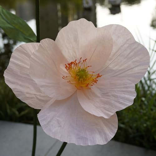 Large Paper Artificial Flowers, for Decoration, Huge Handcrafted Poppy Fake Flowers with Stand for Home Decor, alternate view