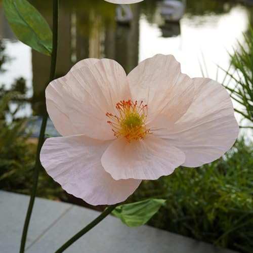 Large Paper Artificial Flowers, for Decoration, Huge Handcrafted Poppy Fake Flowers with Stand for Home Decor, alternate view