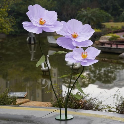 Large Paper Artificial Flowers, for Decoration, Huge Handcrafted Poppy Fake Flowers with Stand for Home Decor