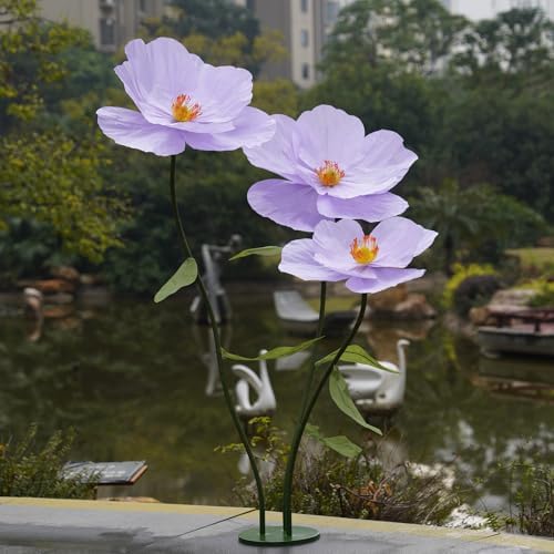 Large Paper Artificial Flowers, for Decoration, Huge Handcrafted Poppy Fake Flowers with Stand for Home Decor, alternate view