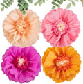 Large Paper Flowers Decorations 4PCS 20'' Pink Orange Giant Paper Flowers Large Crepe Tissue Flower Decorations