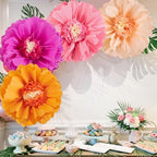 Large Paper Flowers Decorations 4PCS 20'' Pink Orange Giant Paper Flowers Large Crepe Tissue Flower Decorations, alternate