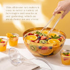 Large Plastic Punch Bowl with 25 Cups and Ladle Tong Gold Trim Clear Punch Bowl Set 1.4 Gallon Reusable Punchs, alternate